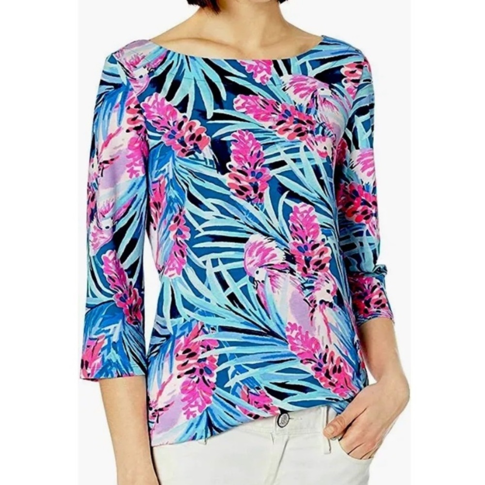 Lilly Pulitzer Waverly Top in Mr Peacock B Tweethearts Print Size S - Picture 3 of 16